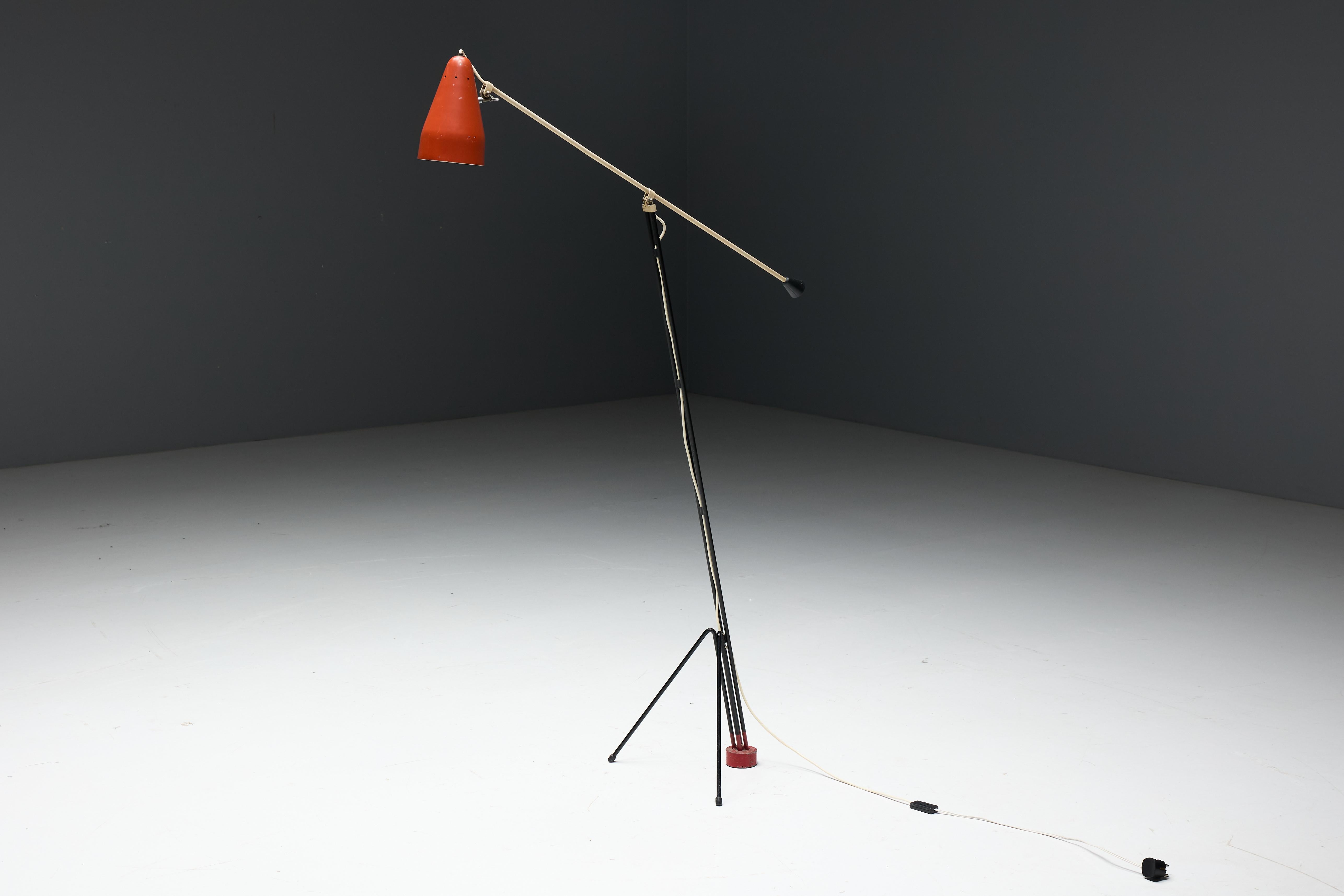 Grasshopper Floor Lamp ‘6320’ by Wim Rietveld for Gispen, Netherlands, 1950s For Sale 10