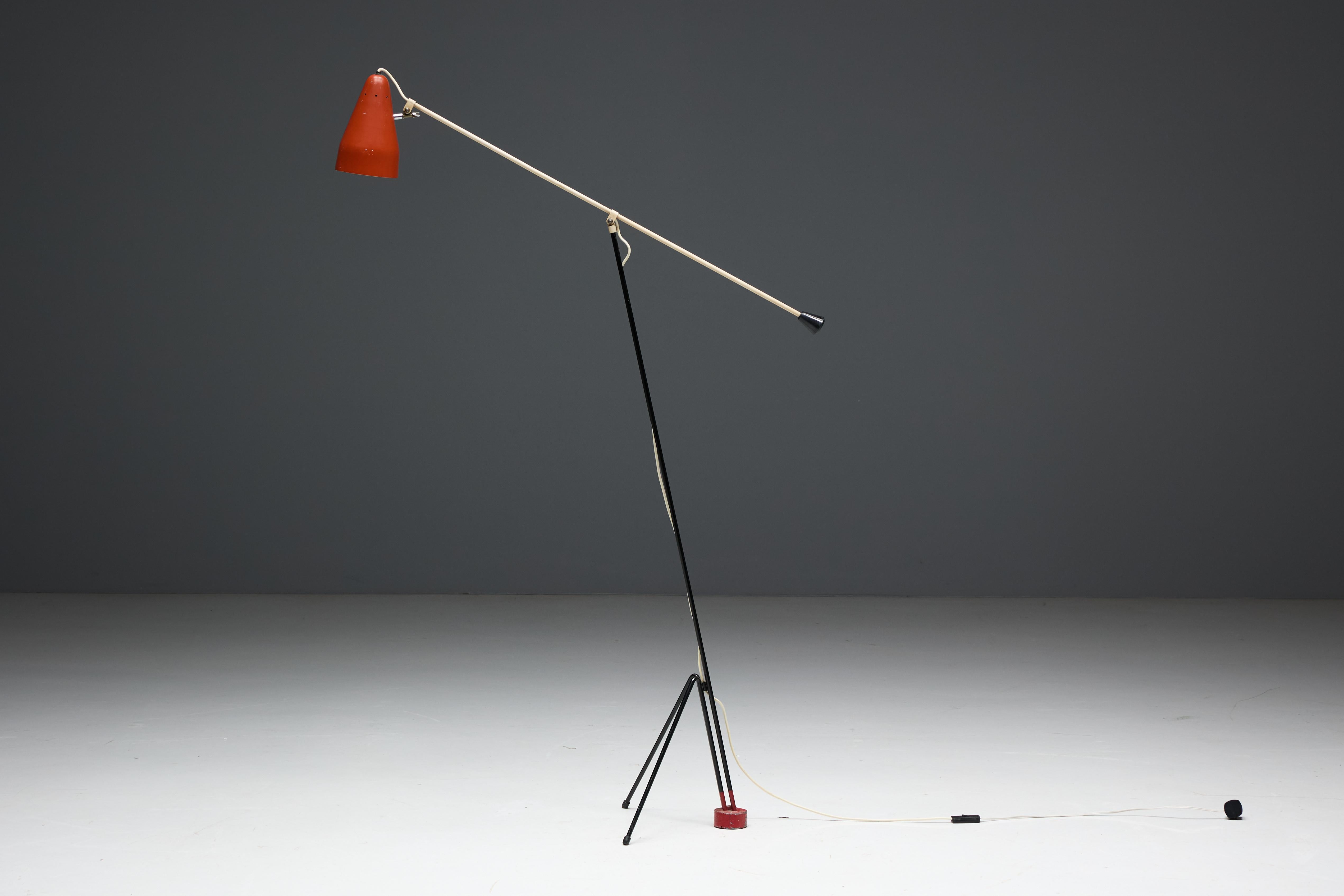 Grasshopper Floor Lamp ‘6320’ by Wim Rietveld for Gispen, Netherlands, 1950s For Sale 11