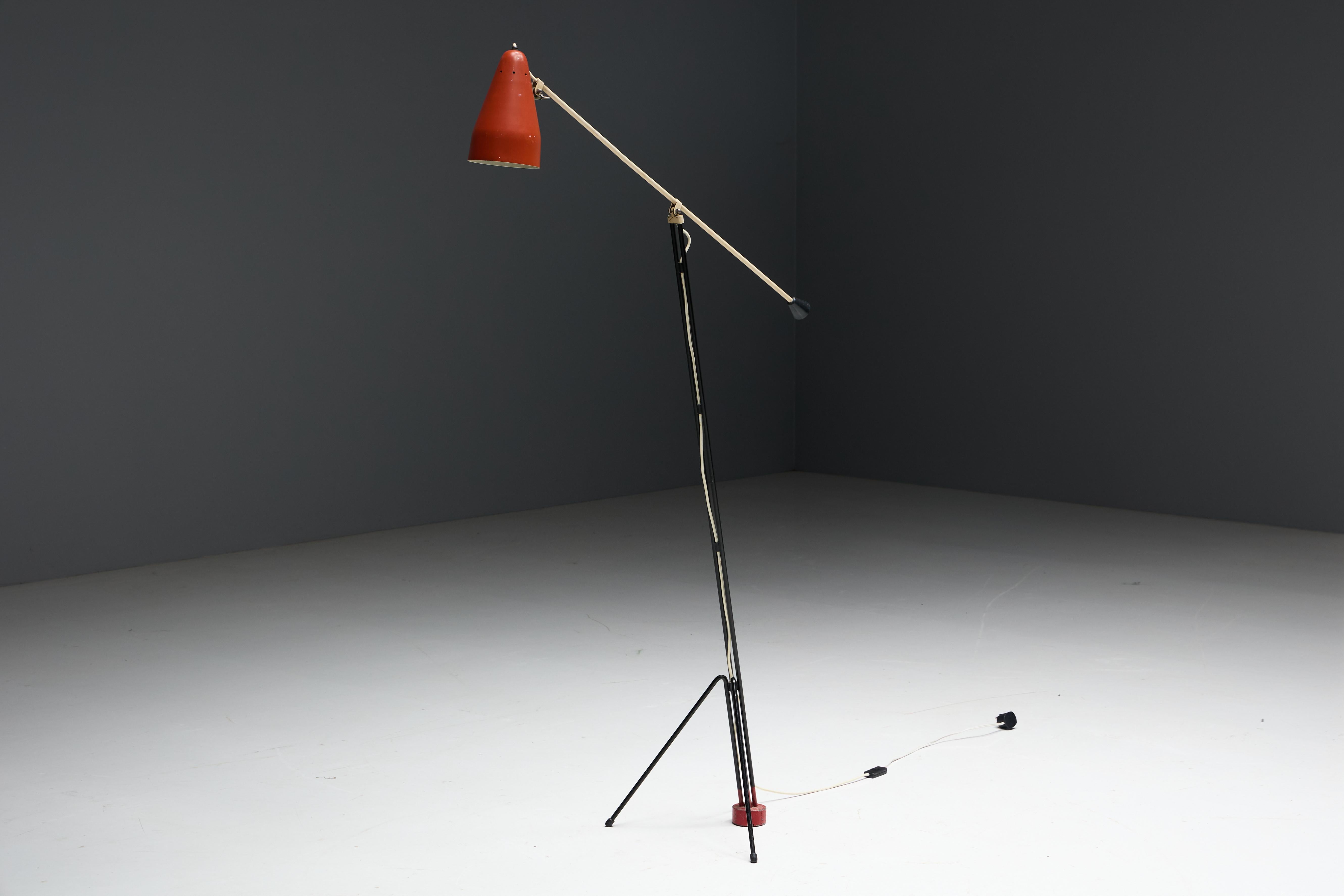 Grasshopper Floor Lamp ‘6320’ by Wim Rietveld for Gispen, Netherlands, 1950s For Sale 13