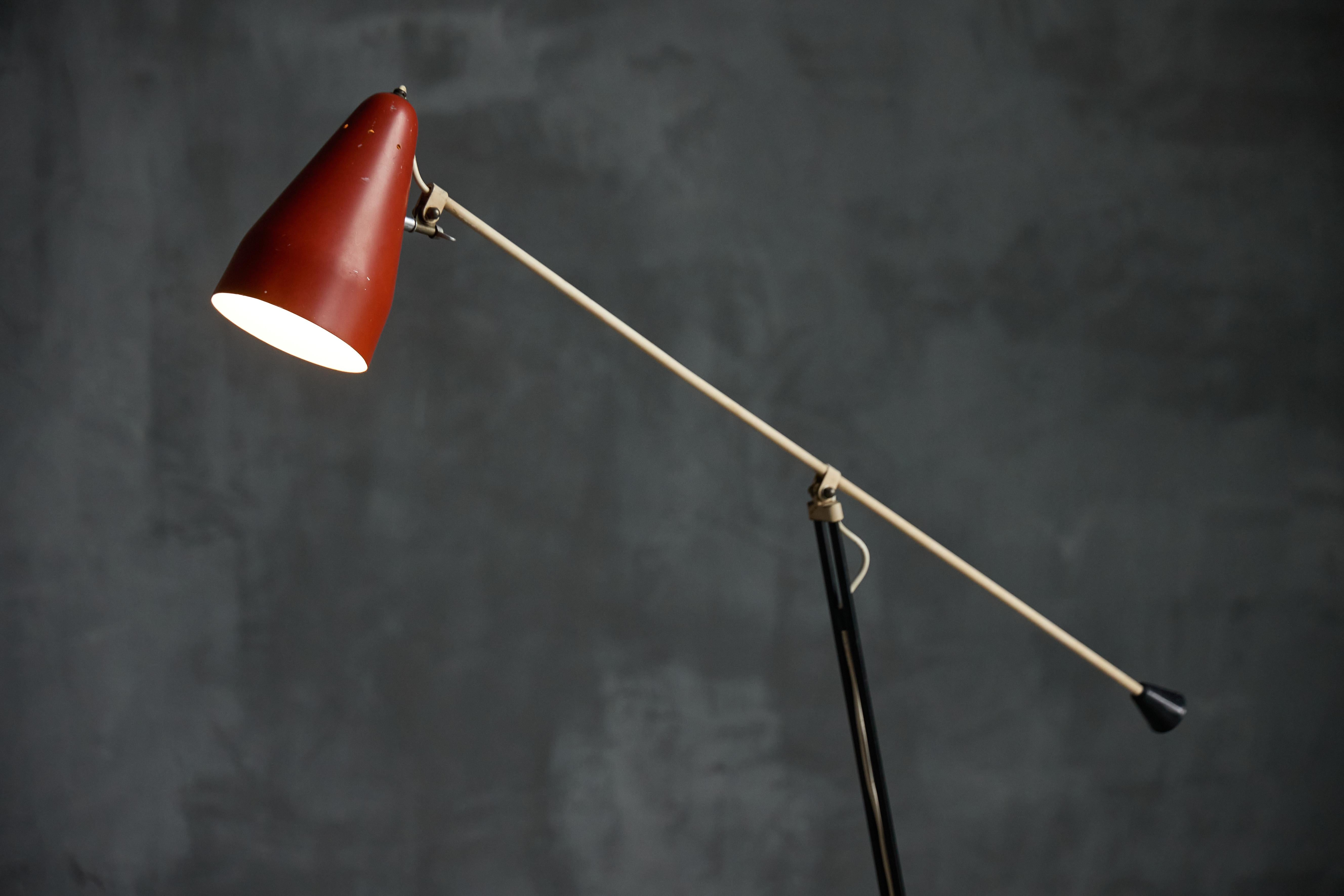 Industrial Grasshopper Floor Lamp ‘6320’ by Wim Rietveld for Gispen, Netherlands, 1950s For Sale