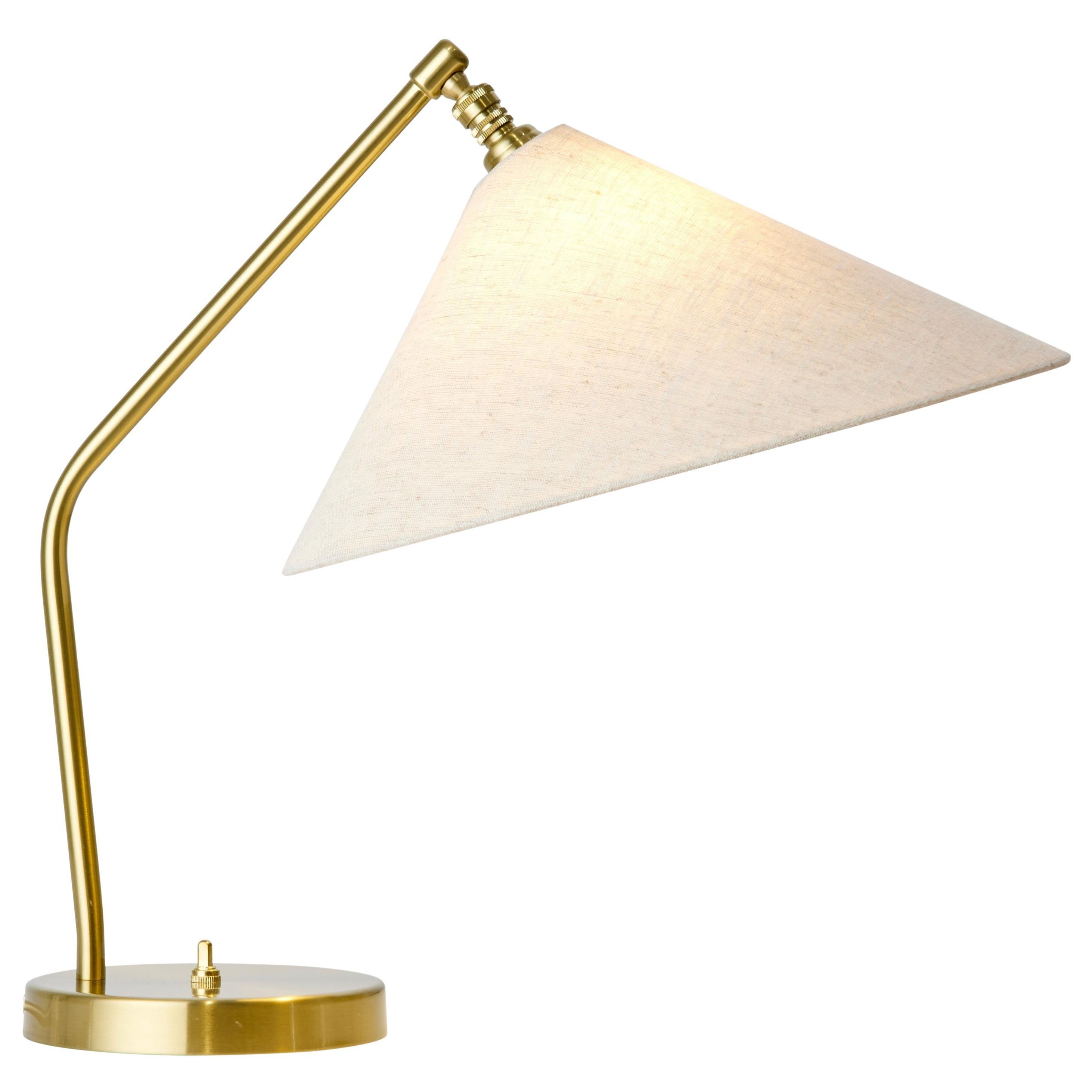Grasshopper Table Lamp in Brass with Canvas Shade by Greta M. Grossman for GUBI For Sale