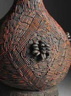 Grassland People, Cameroon, Ritual Palm Wine Vessels Covered with Glassbeads