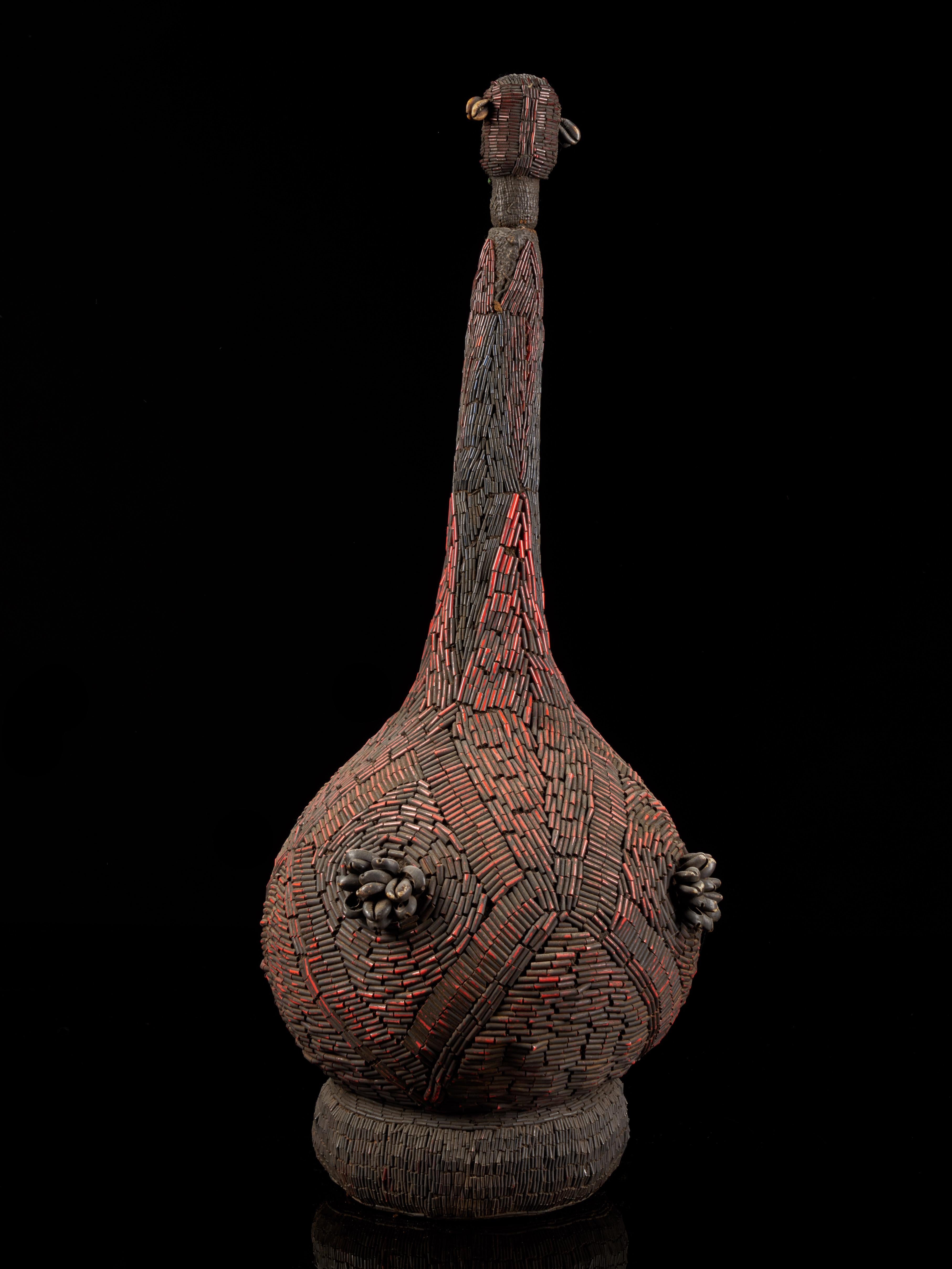 Organic Material Grassland People, Cameroon, Ritual Palm Wine Vessels Covered with Glassbeads