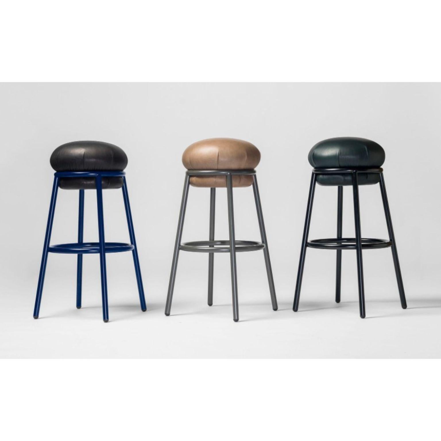 Steel Grasso All Black Stool by Stephen Burks For Sale