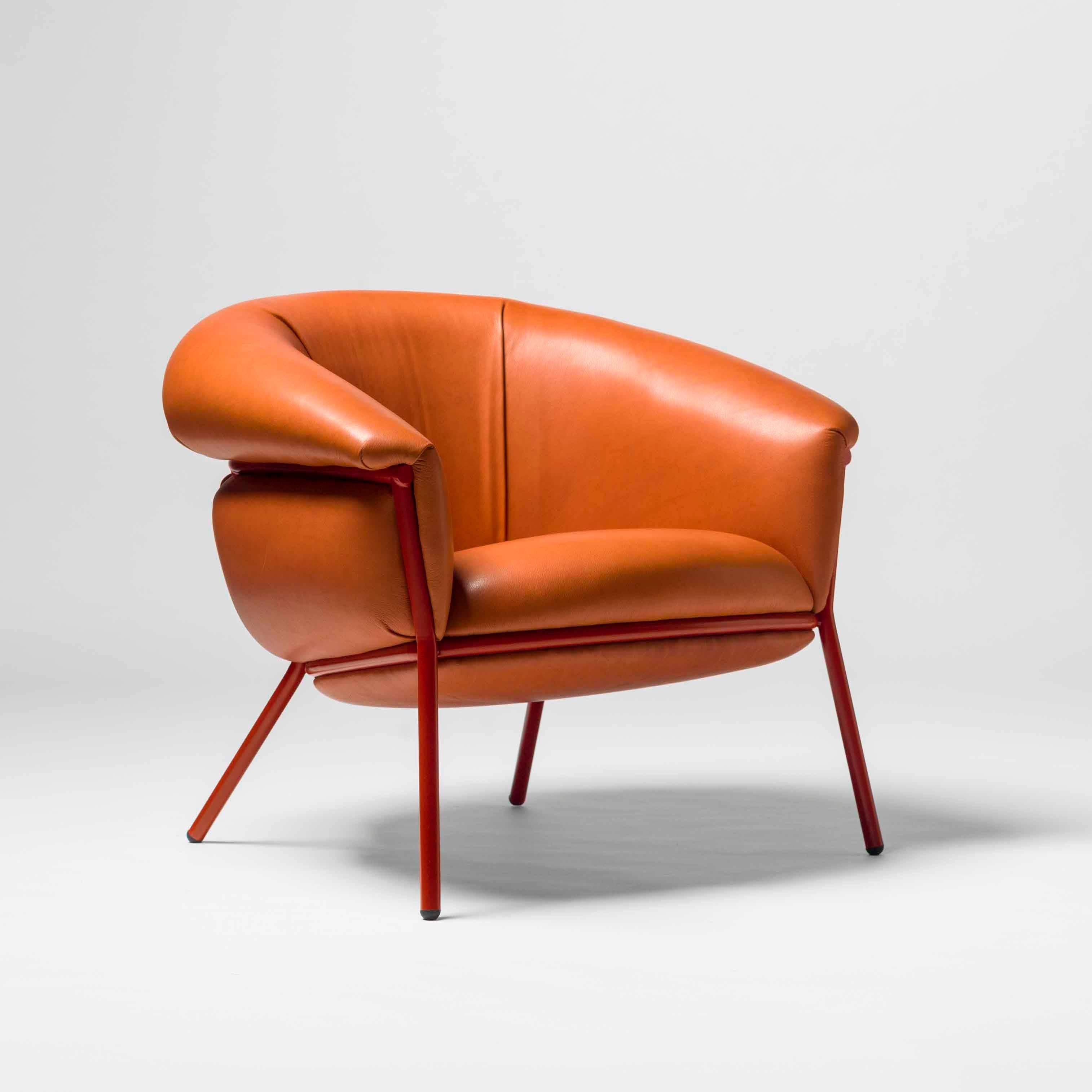 Modern Grasso Armchair by Stephen Burks, Orange for BD For Sale