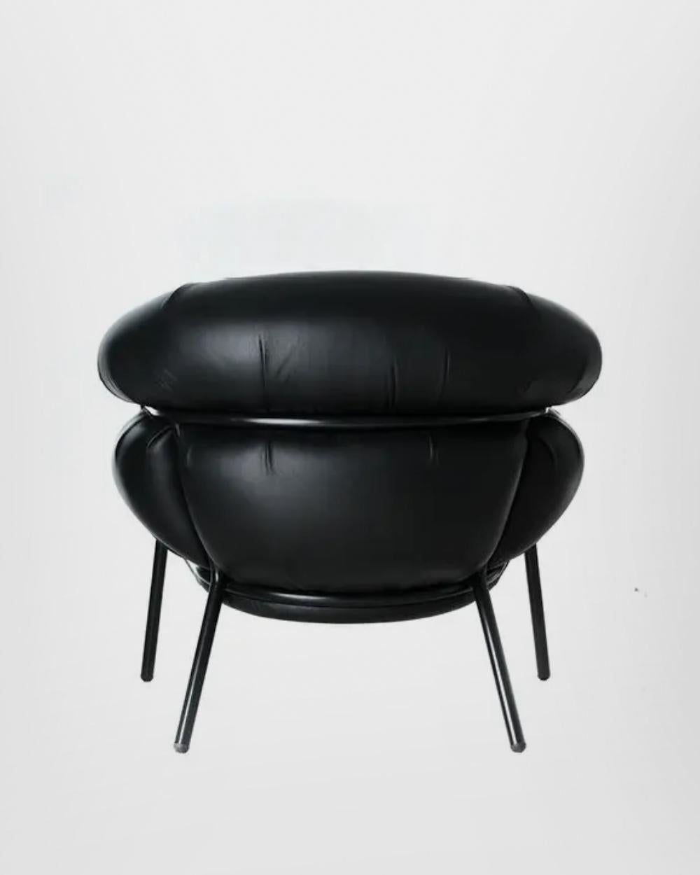 Contemporary Grasso Armchair in Black Leather by BD Barcelona For Sale