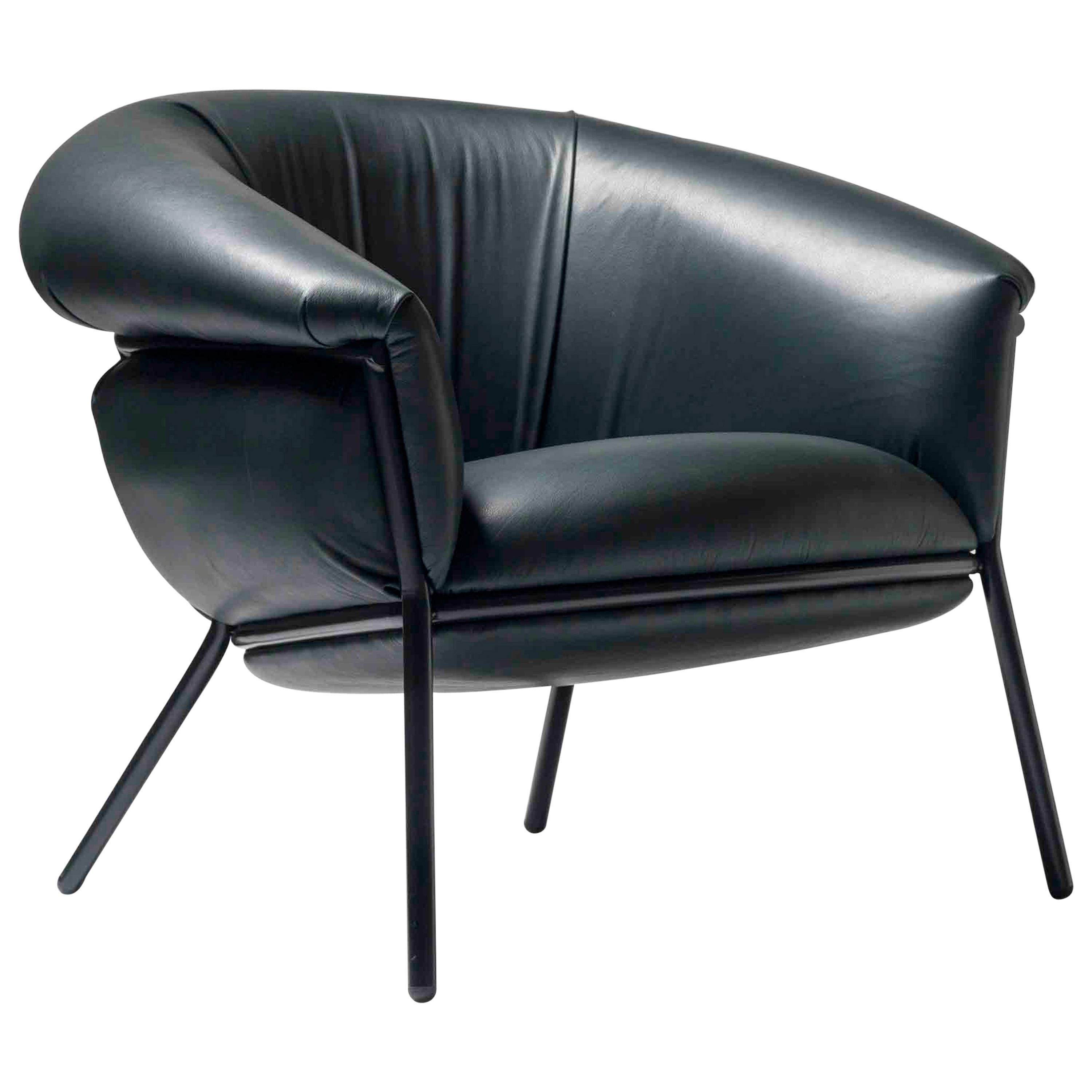 Fauteuil Grasso en cuir noir par BD Barcelona