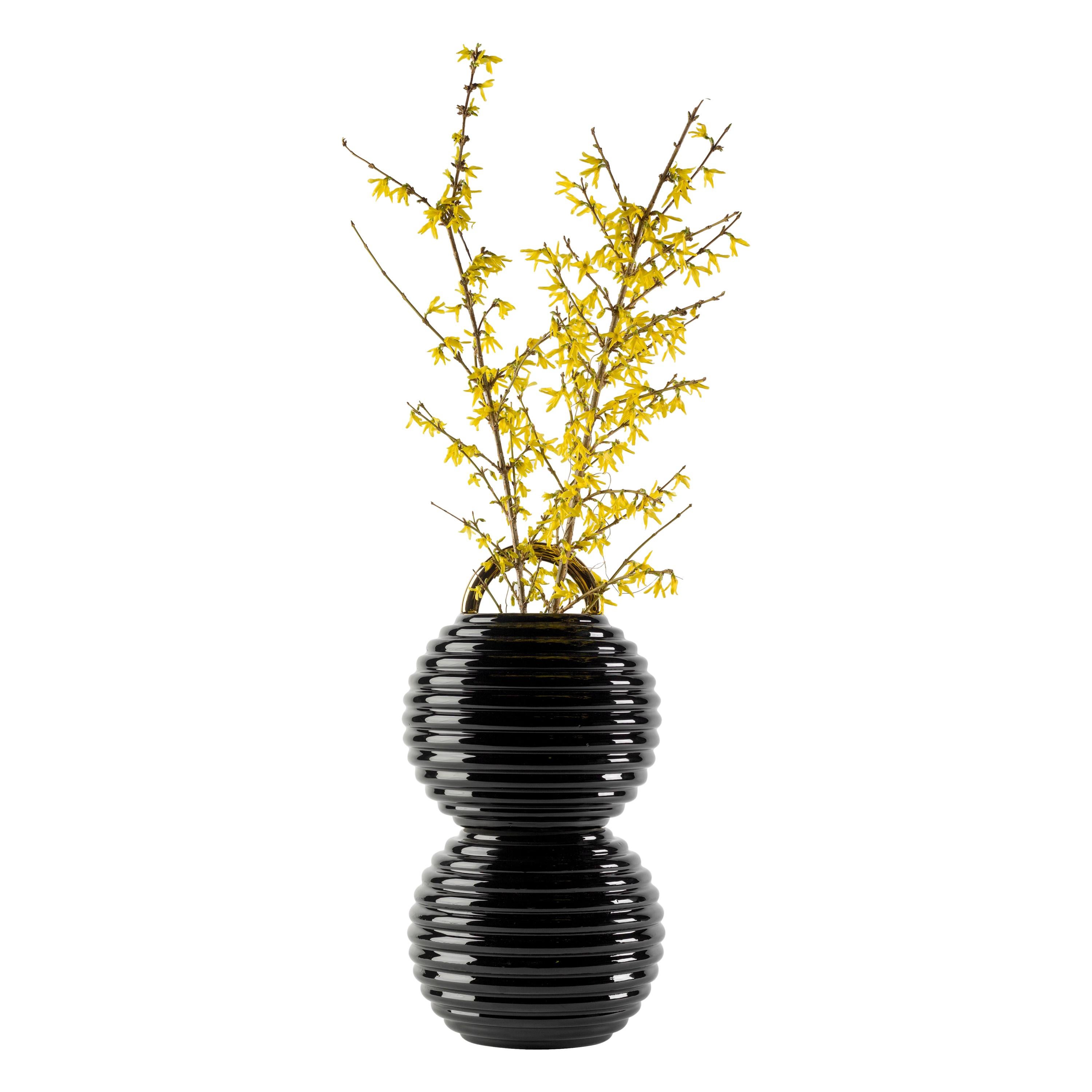 Grasso Plain Double Ceramic Vase in Black by BD Barcelona