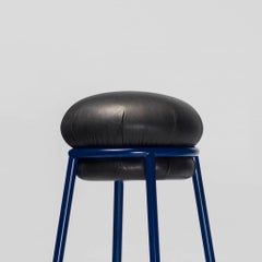 Grasso Stool by Stephen Burks, Leather and Iron, Modern Design, Spain