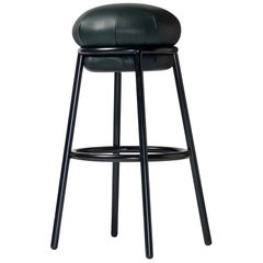 Grasso Stool in Green Leather with Black Legs by BD Barcelona