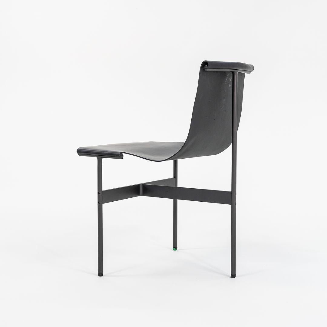 Contemporary Gratz Industries TG-10 Sling Dining Chair in Black Leather with Blackened Frame For Sale