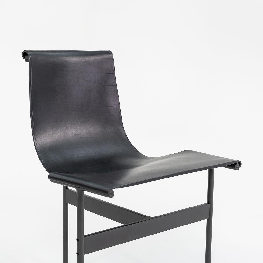 Steel Gratz Industries TG-10 Sling Dining Chair in Black Leather with Blackened Frame For Sale