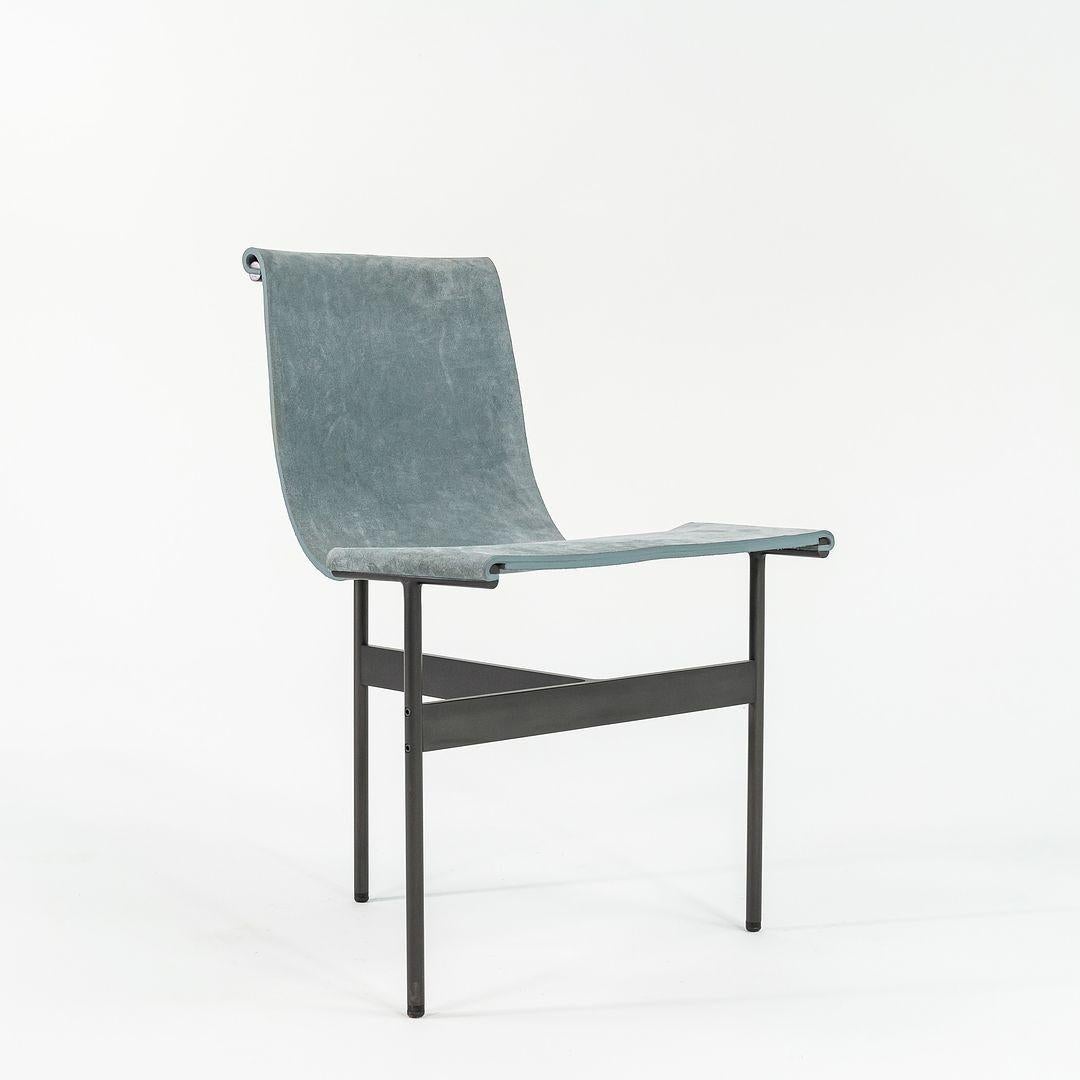 Modern Gratz Industries TG-10 Sling Dining Chair in Blue Suede with Blackened Frame For Sale