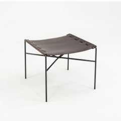 Gratz Industries TG-19 Ottoman in Dark Brown Leather with Blackened Frames