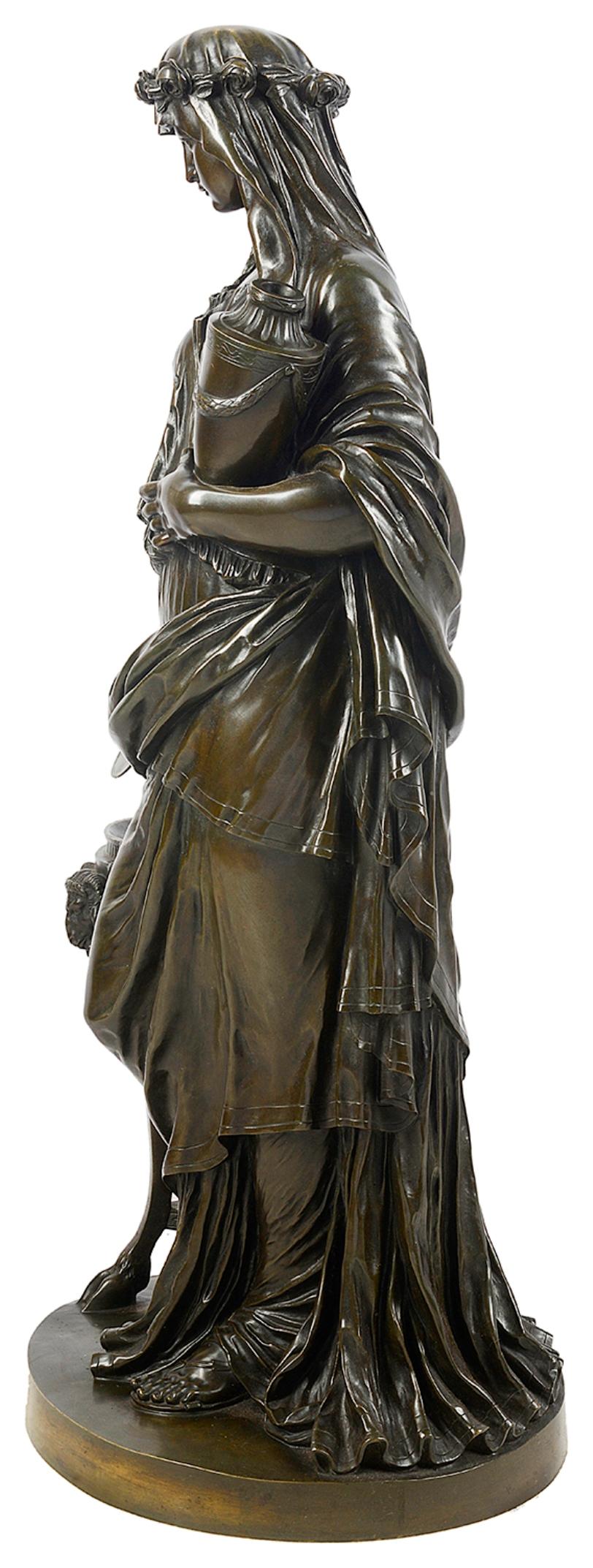 Große Bronzeskulptur einer klassischen weiblichen Figur aus dem 19. Jahrhundert von Marly im Zustand „Gut“ im Angebot in Brighton, Sussex