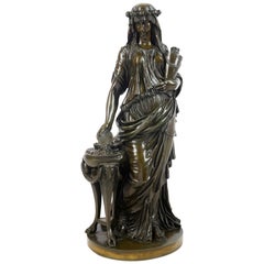 Graux Marly Large Bronze Statue of a Classical Female Figure, 19th Century