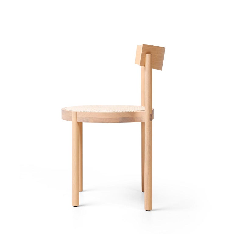 Minimalist Gravatá Chair in Bleached Tauari Wood by Wentz, Brazilian Contemporary Design For Sale