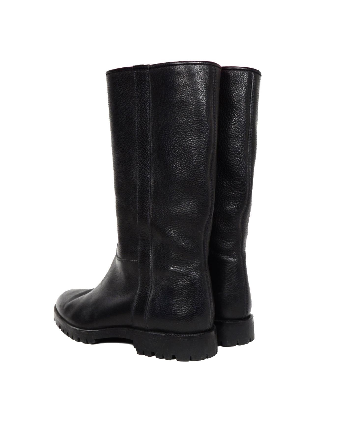 Gravati Black Leather Mid Calf Boots Sz 7.5 In Excellent Condition In New York, NY