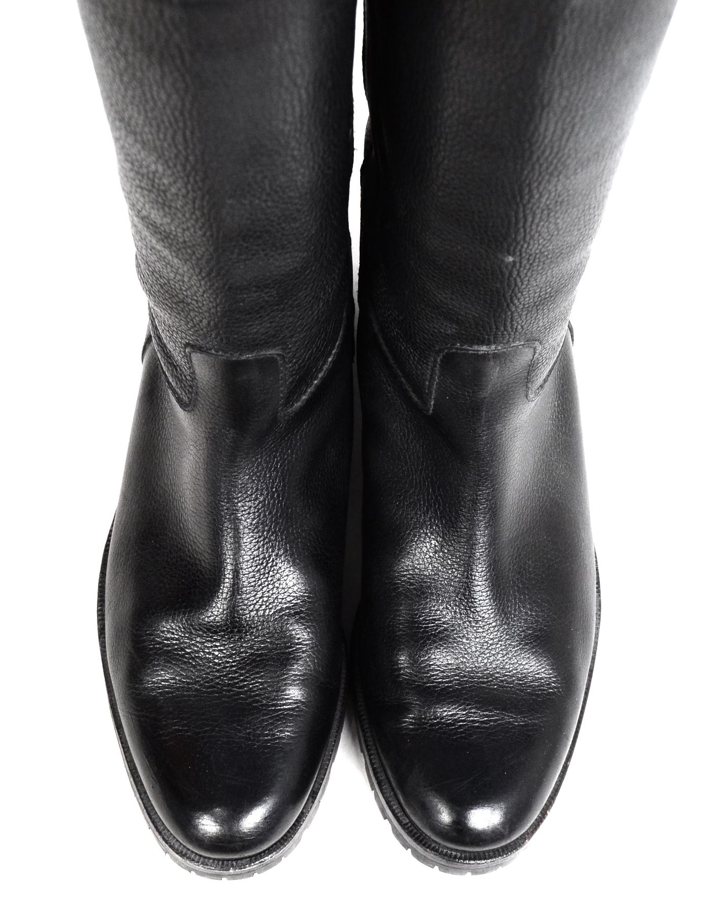 Gravati Black Leather Mid Calf Boots Sz 7.5 2
