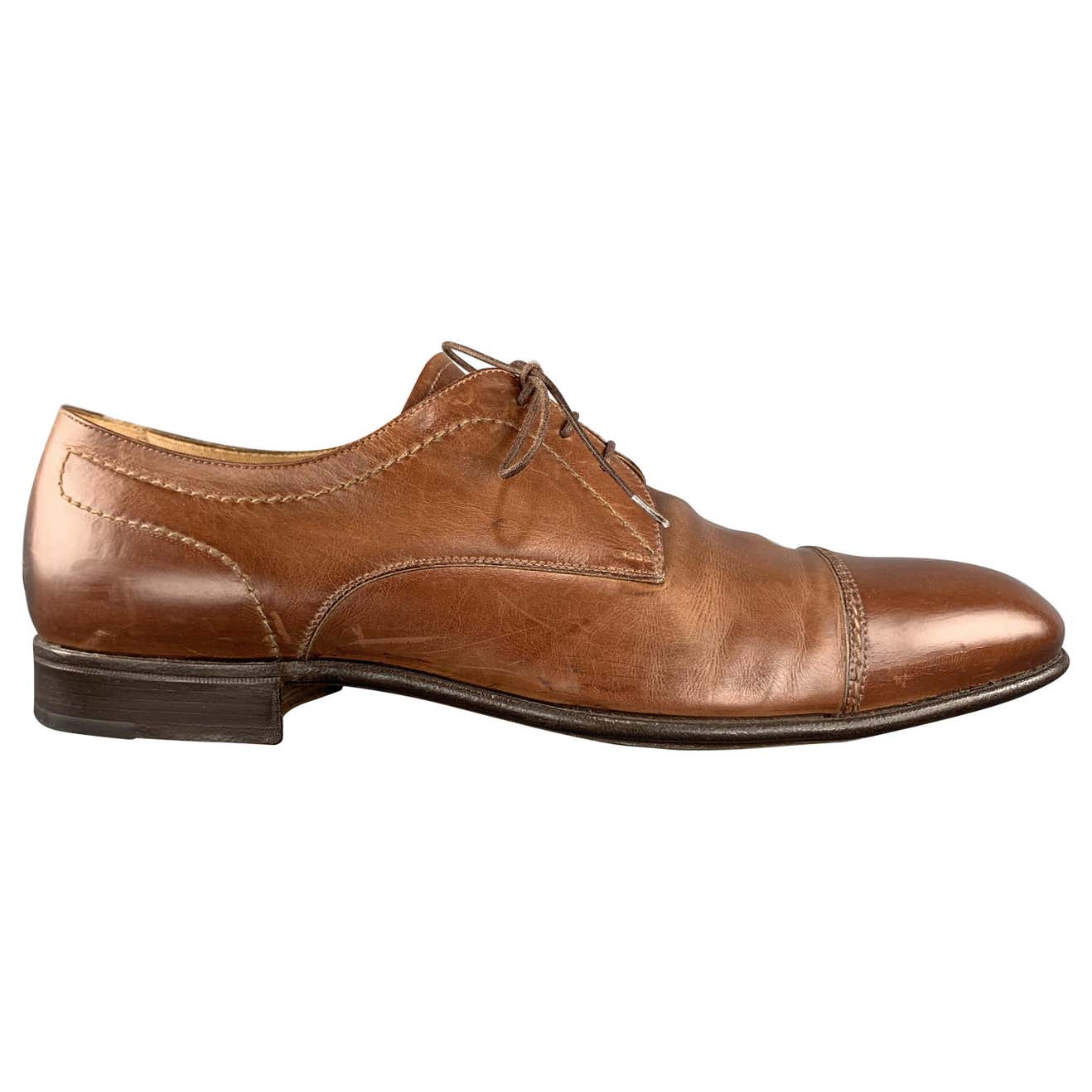 GRAVATI by ARTHUR BEREN Size 11 Tan Leather Lace Up Shoes For Sale at