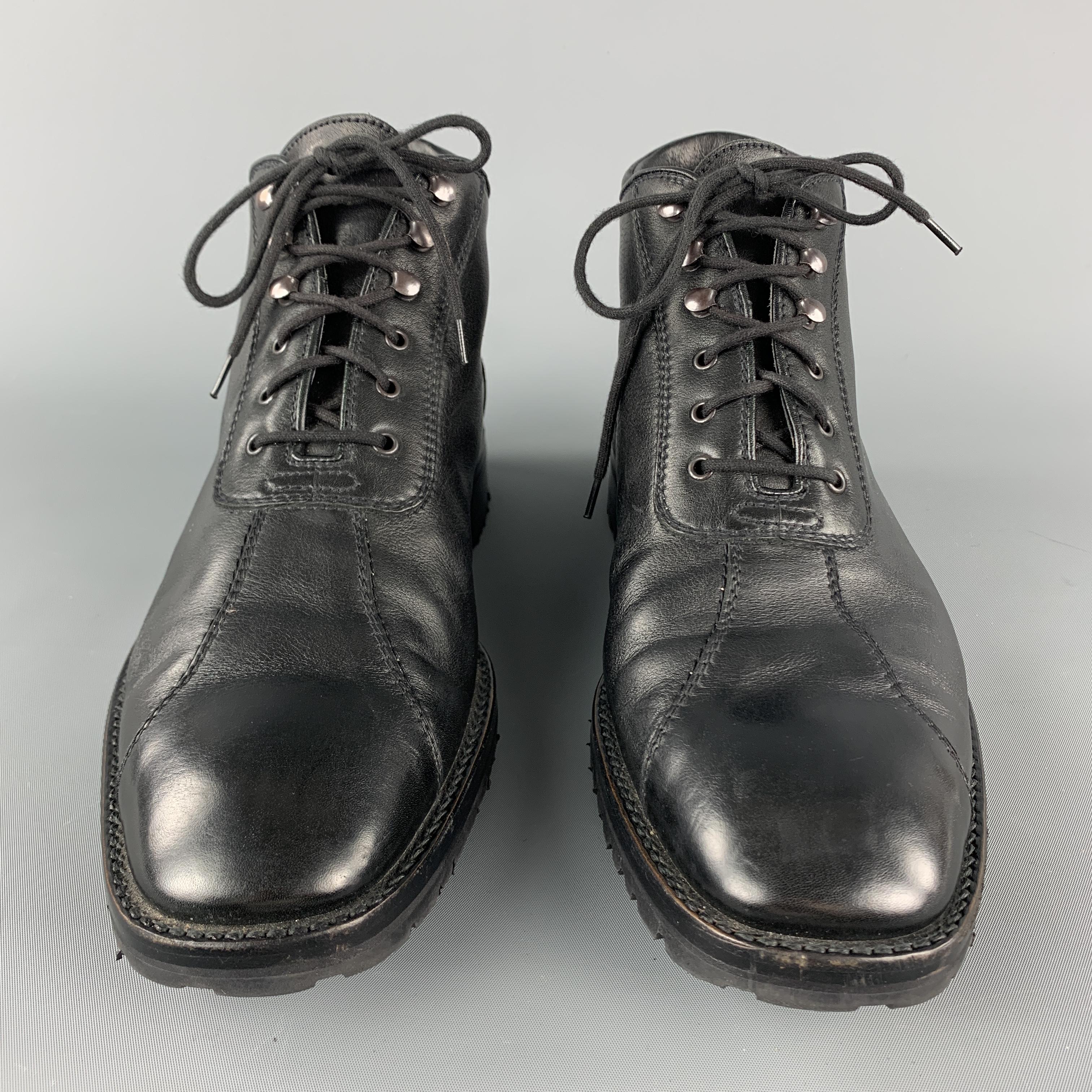 Men's GRAVATI by ARTHUR BEREN Size 8.5 Black Leather Lace Up Rubber Sole Ankle Boots