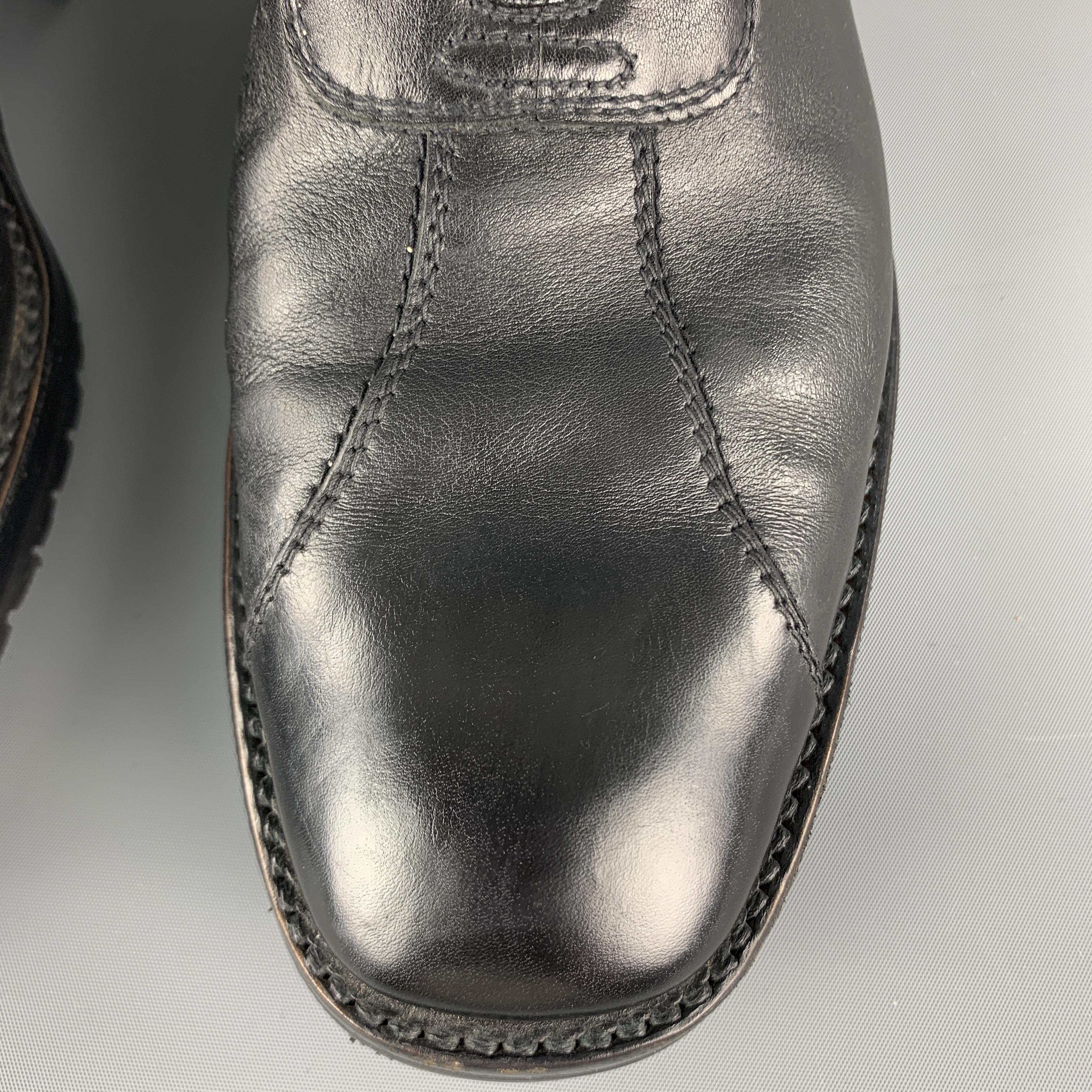 GRAVATI by ARTHUR BEREN Size 8.5 Black Leather Lace Up Rubber Sole Ankle Boots 2