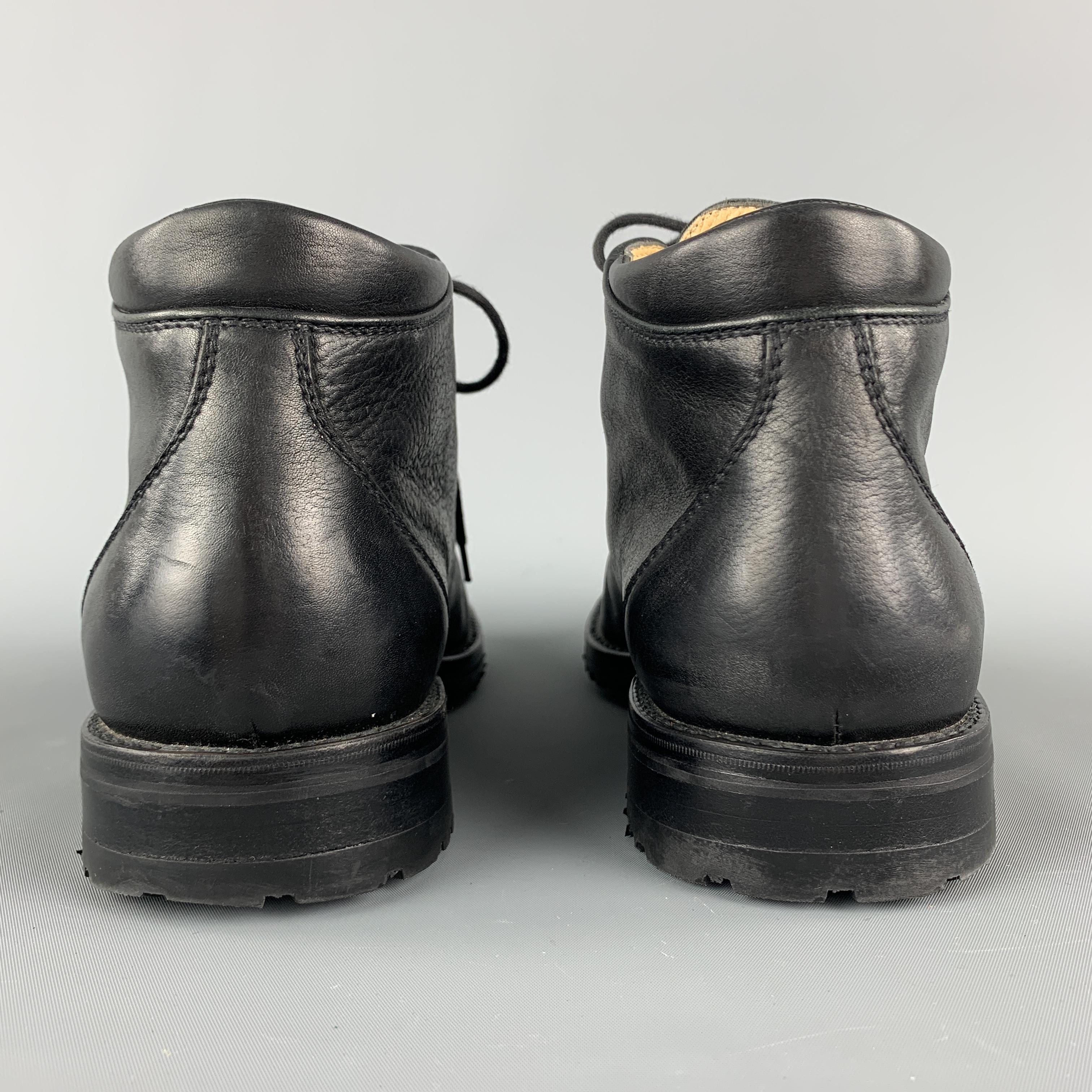 GRAVATI by ARTHUR BEREN Size 8.5 Black Leather Lace Up Rubber Sole Ankle Boots 3