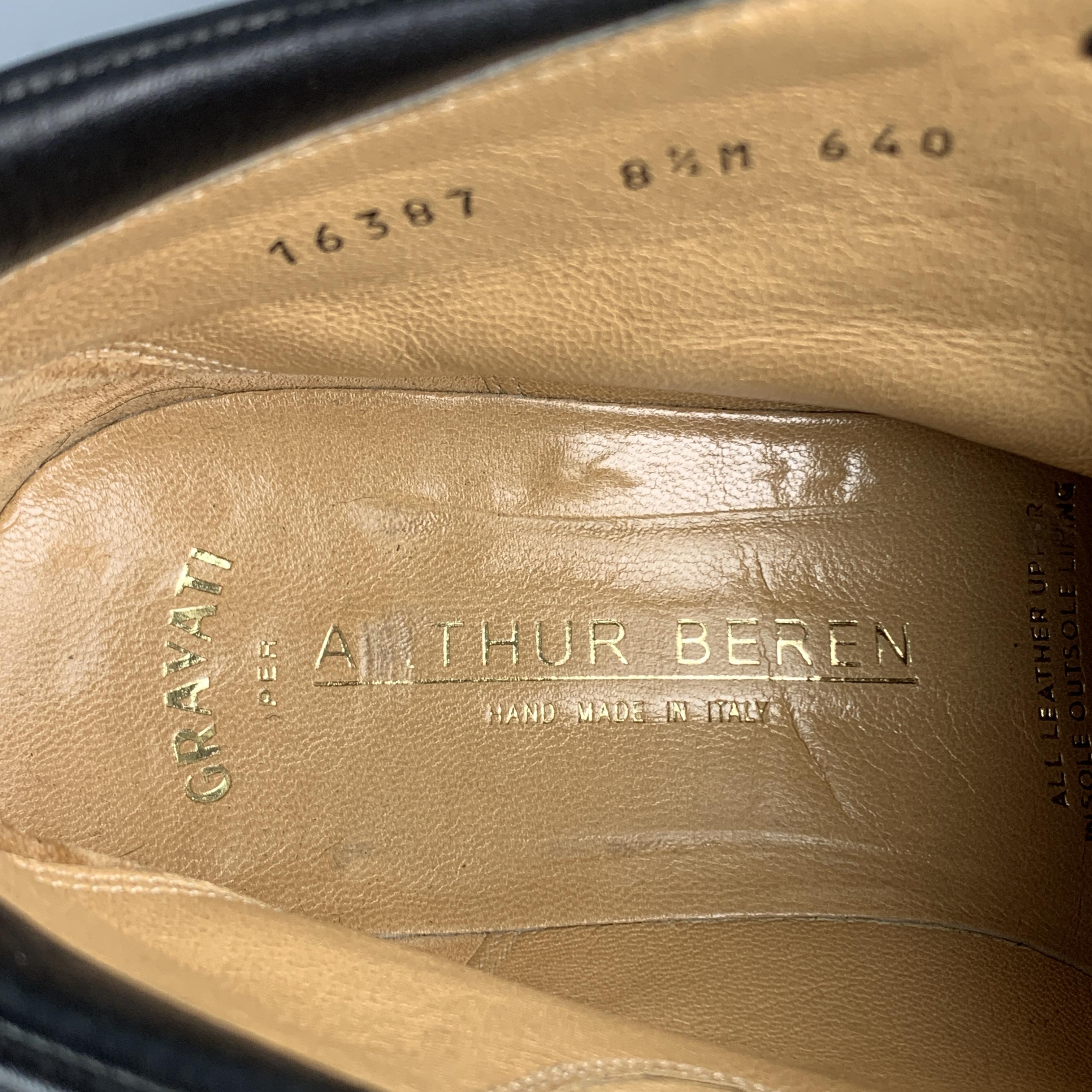 GRAVATI by ARTHUR BEREN Size 8.5 Black Leather Lace Up Rubber Sole Ankle Boots 5