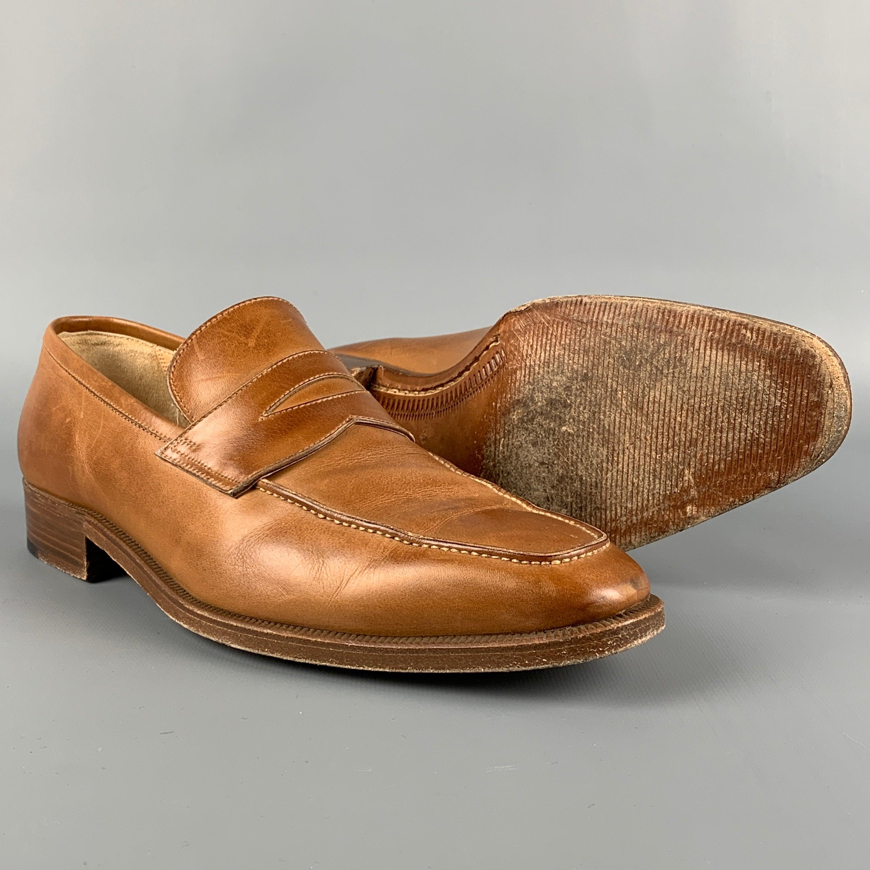 GRAVATI  for WILKES BASHFORD Size 8 Tan Leather Slip On Loafers In Good Condition For Sale In San Francisco, CA