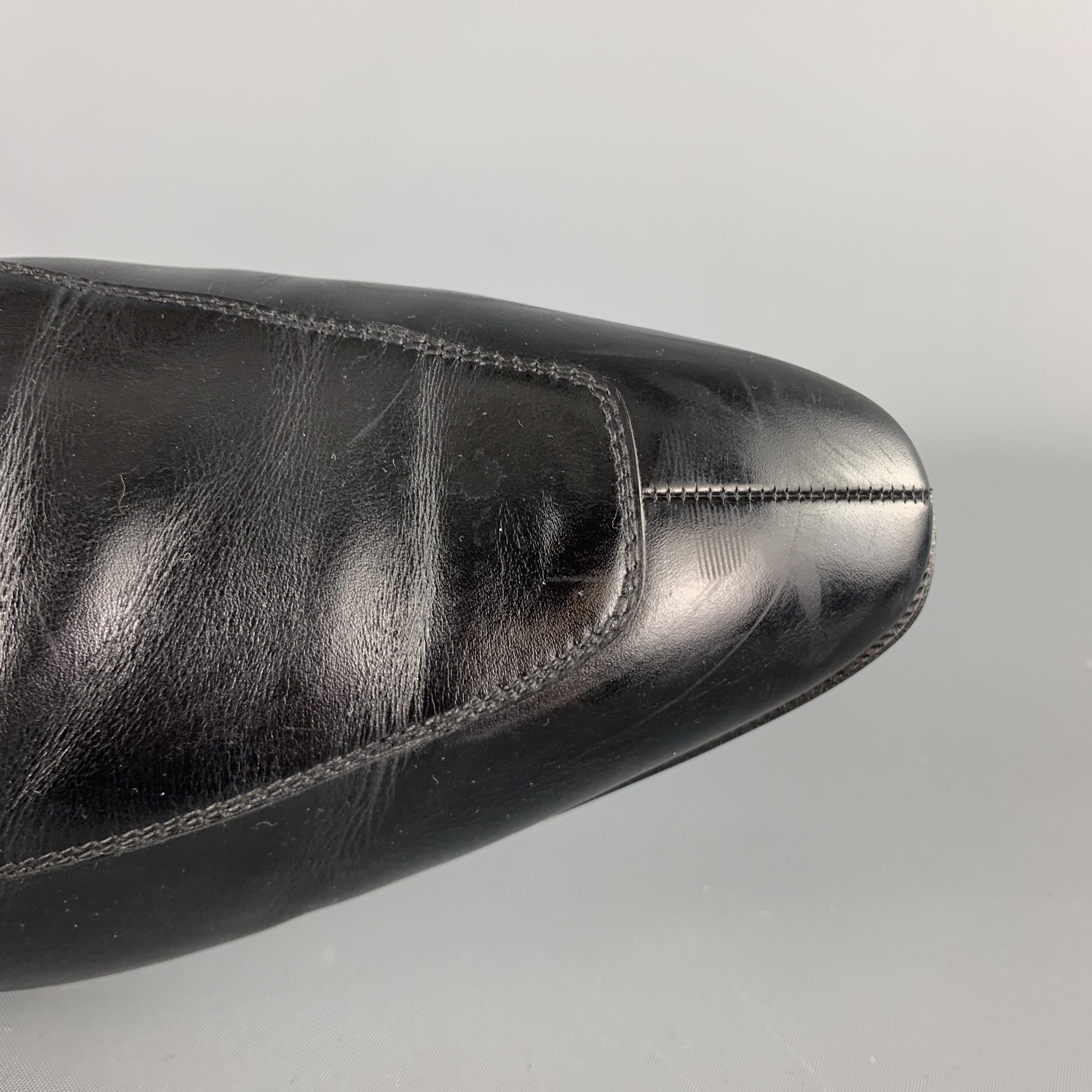 GRAVATI Size 12 Black Leather Apron Split Toe Lace Up In Good Condition In San Francisco, CA