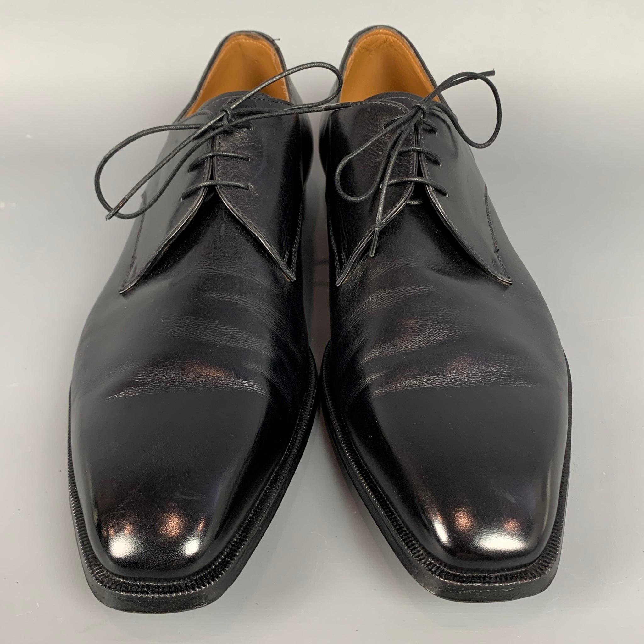 Men's GRAVATI Size 12.5 Black Leather Lace Up Dress Shoes