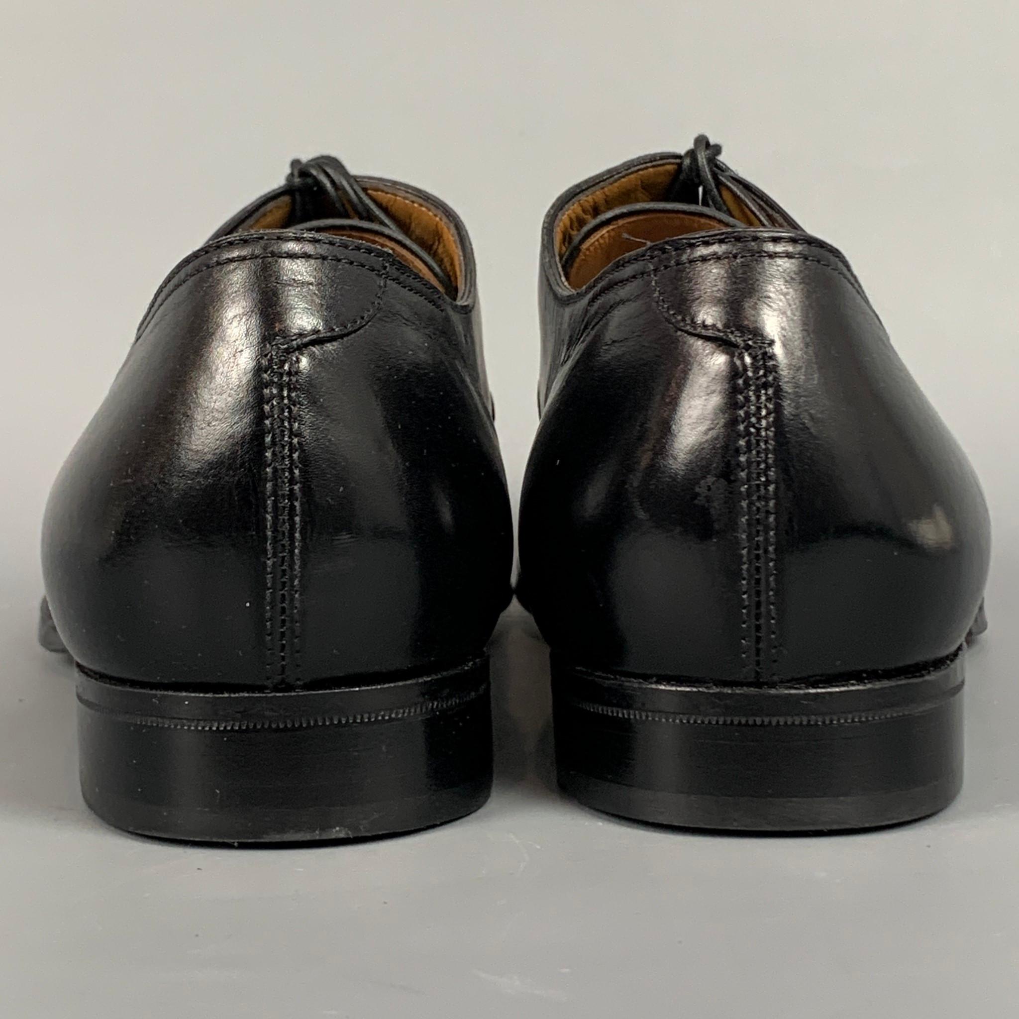 GRAVATI Size 12.5 Black Leather Lace Up Dress Shoes 1