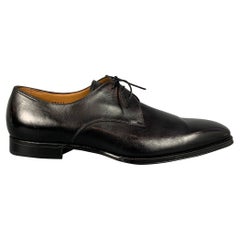 GRAVATI Size 12.5 Black Leather Lace Up Dress Shoes