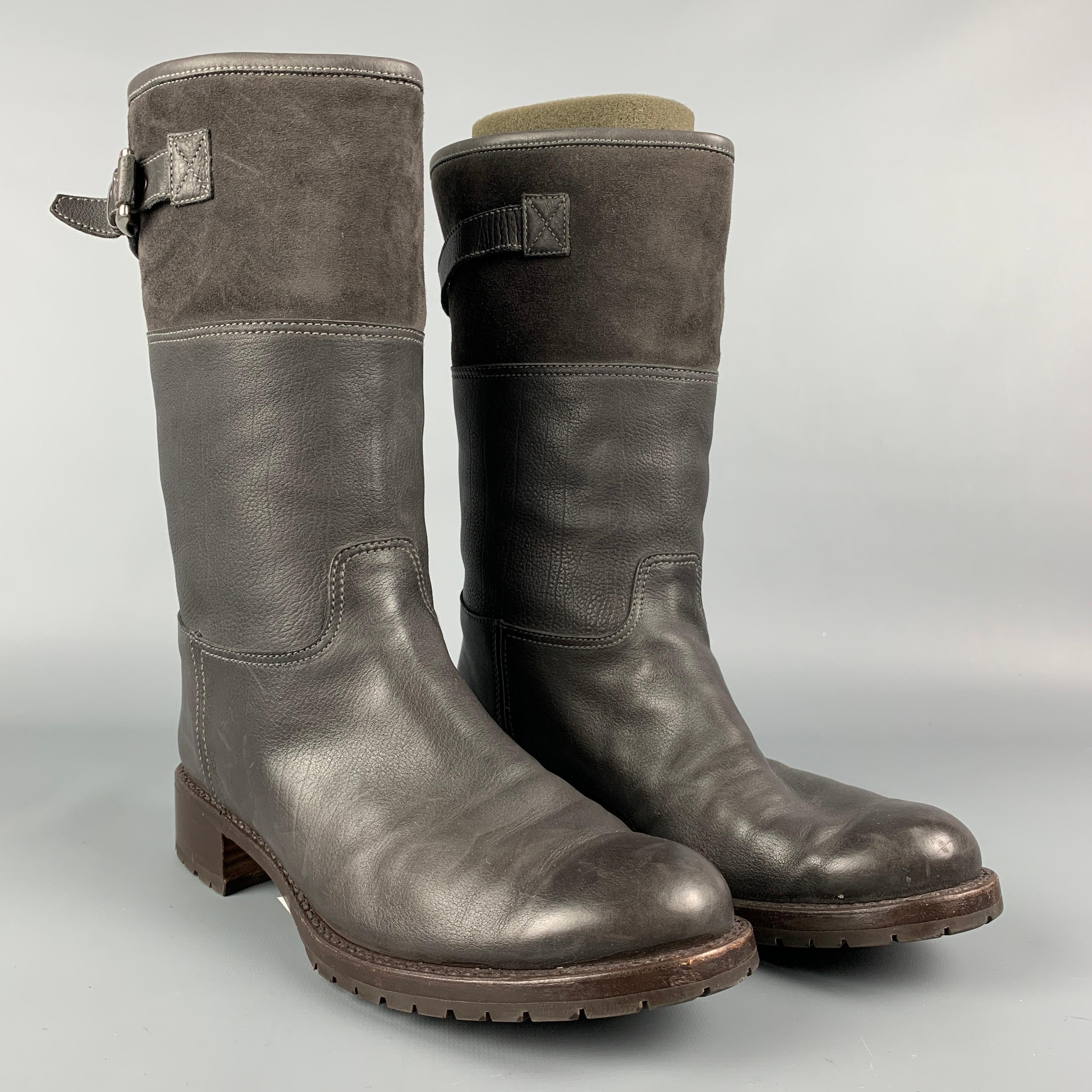 GRAVATI boots comes in a brown leather featuring shearling lining, strap details, waterproof, and a chunky heel. Handmade in Italy. 

Excellent Pre-Owned Condition.
Marked: 7.5
Original Retail Price: $1,080.00

Measurements:

Length: 11 in.
Width: 4