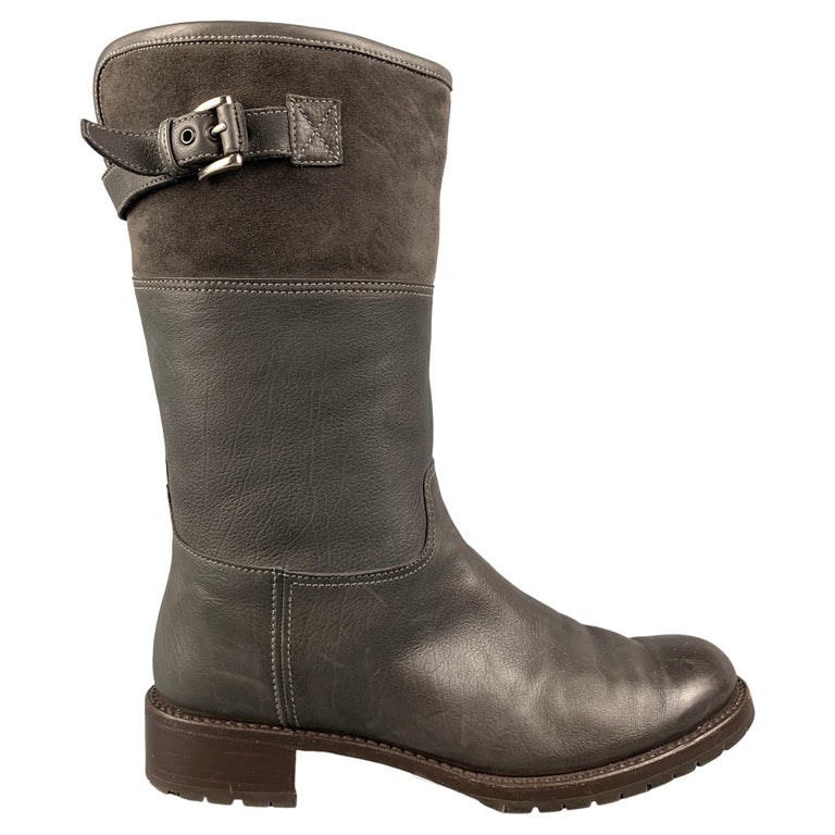 GRAVATI Size 7.5 Brown Leather Mixed Fabrics Waterproof Suede Boots For