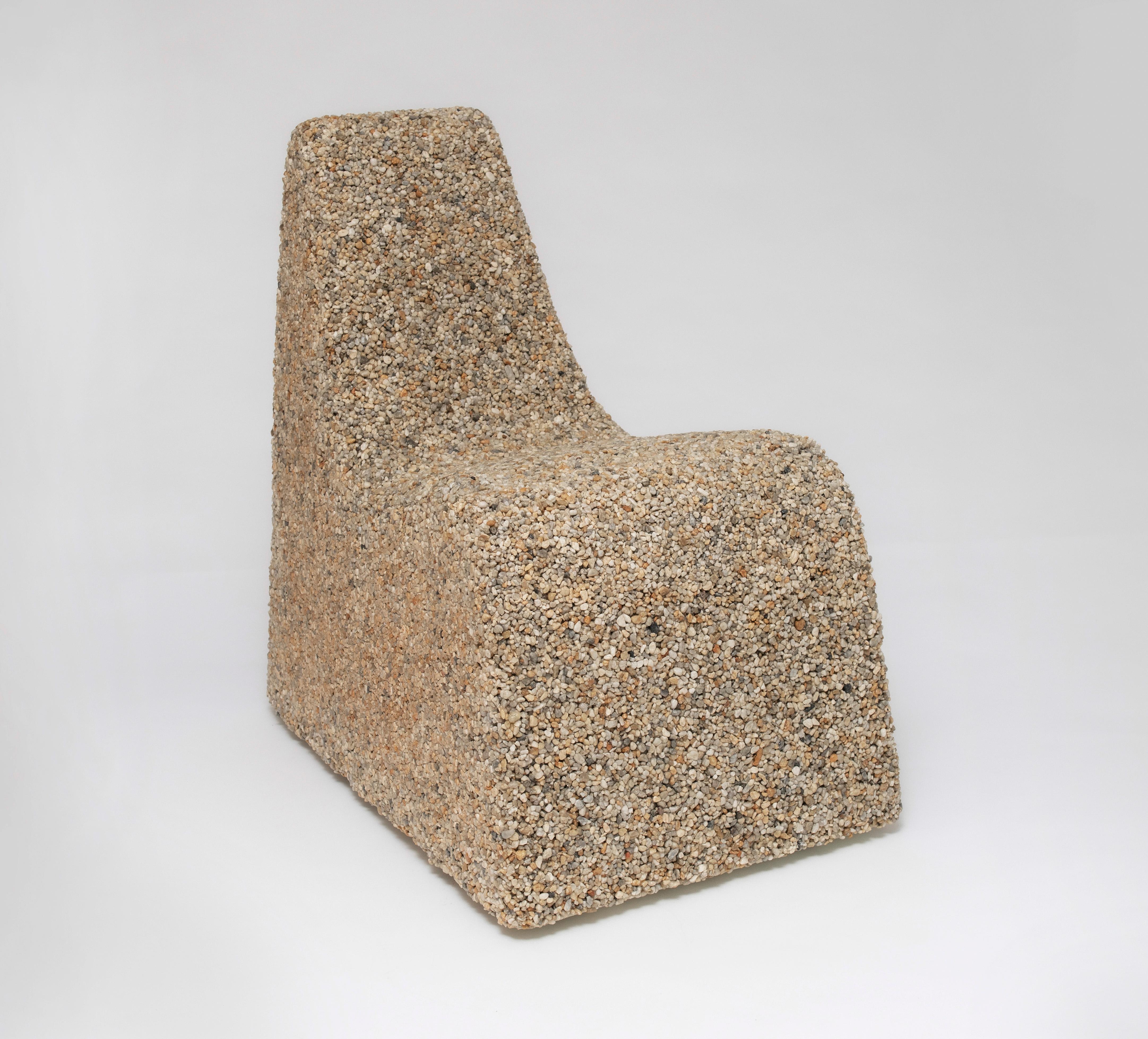 Gravel Chair by Philipp Aduatz
Limited Edition of 12
Dimensions: D 53 x W 82 x H 80 cm
Materials: Polystyrene foam, resin, glass fibers, gravel.

The Gravel Chair is another experimental chair designed and produced by Philipp Aduatz by using solely