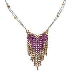 Garavelli Italy Diamond and Pink Tourmaline Heart Necklace