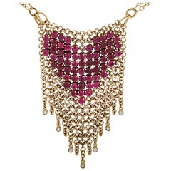 Gravelli Italy Diamond and Pink Tourmaline Heart Necklace
