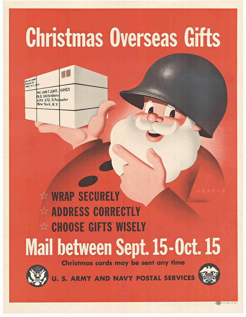 Graves Print - Original Christmas Overseas Gifts vintage World War II military vintage poster