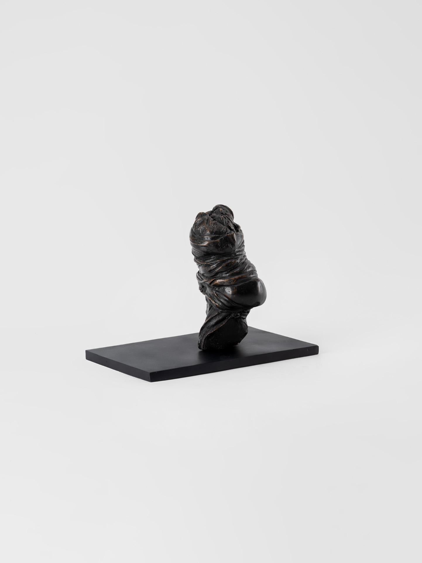 Moderne Gravidique, esthétique contemporaine en sculpture lisse en fonte de bronze, patine noire. en vente