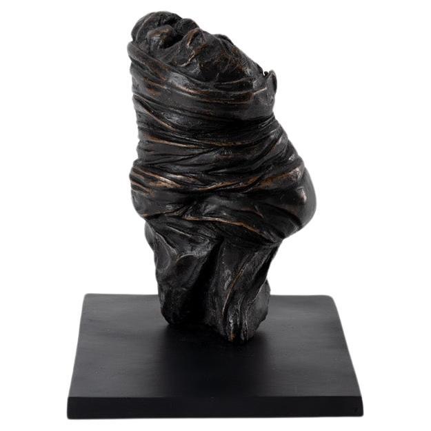 Gravidique, esthétique contemporaine en sculpture lisse en fonte de bronze, patine noire. en vente