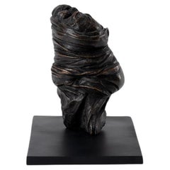 Gravídica, escultura contemporánea de estética lisa en bronce fundido, pátina negra