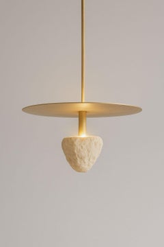 Gravitas Unique Pendant Lamp in Travertine & Aluminum by Andres Monnier