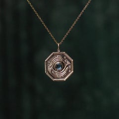 Gravitational Pull Blue Sapphire Charm in 14K Gold by Anastassia Sel Jewelry