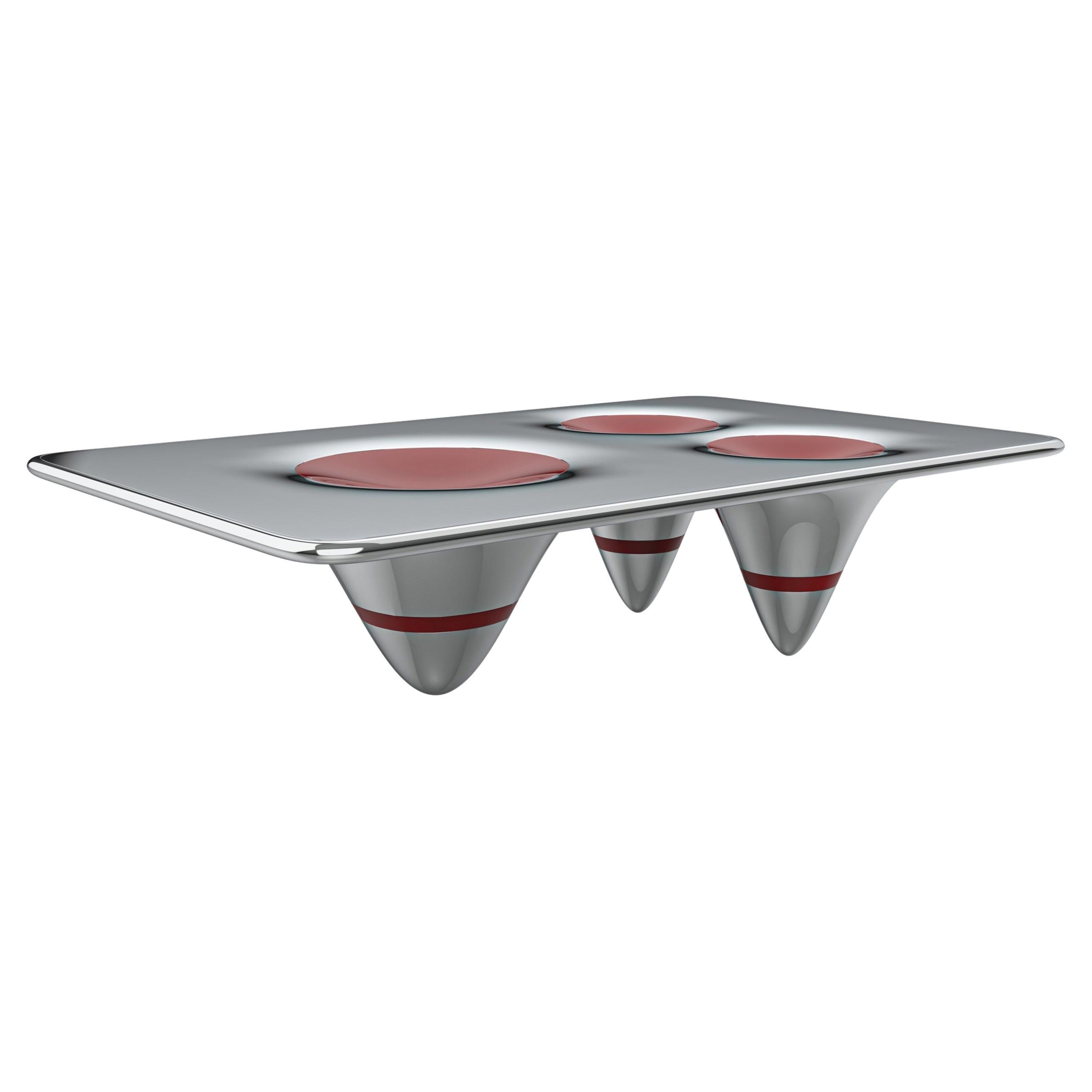 "Gravitazione" Couchtisch mit spiegelpoliertem Edelstahl, Handcrafted, Istanbul im Angebot