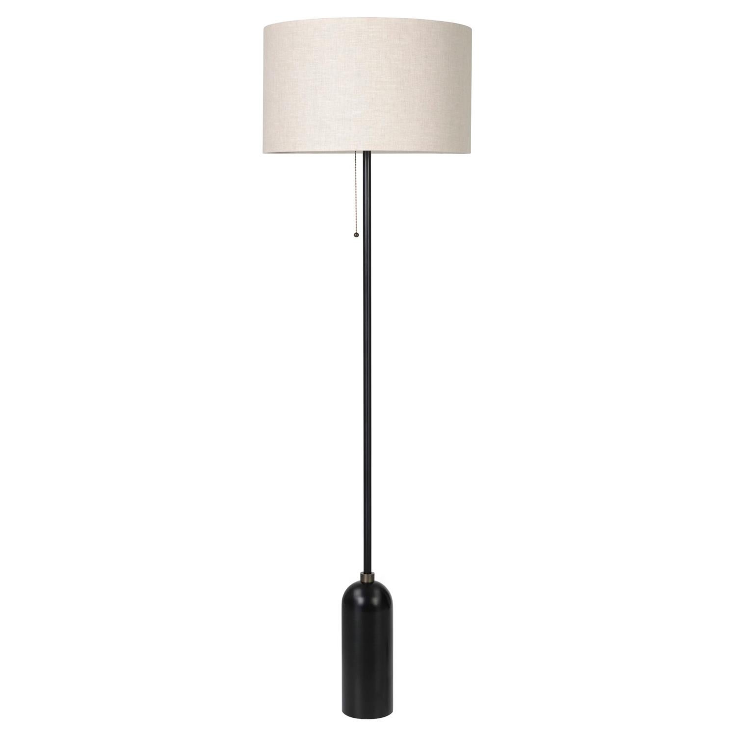 Contemporary 'Gravity' Blackened Steel Floor Lamp for Gubi with White Shade For Sale