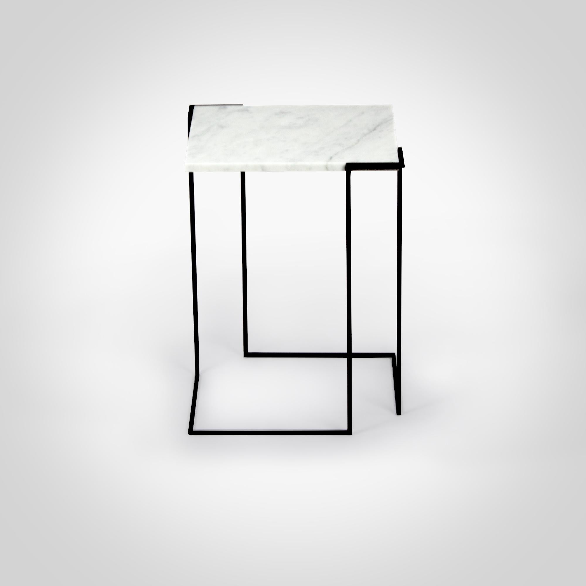 Minimalist Gravity, Carrara Marble Side Table By DFdesignlab Handmade in Italy