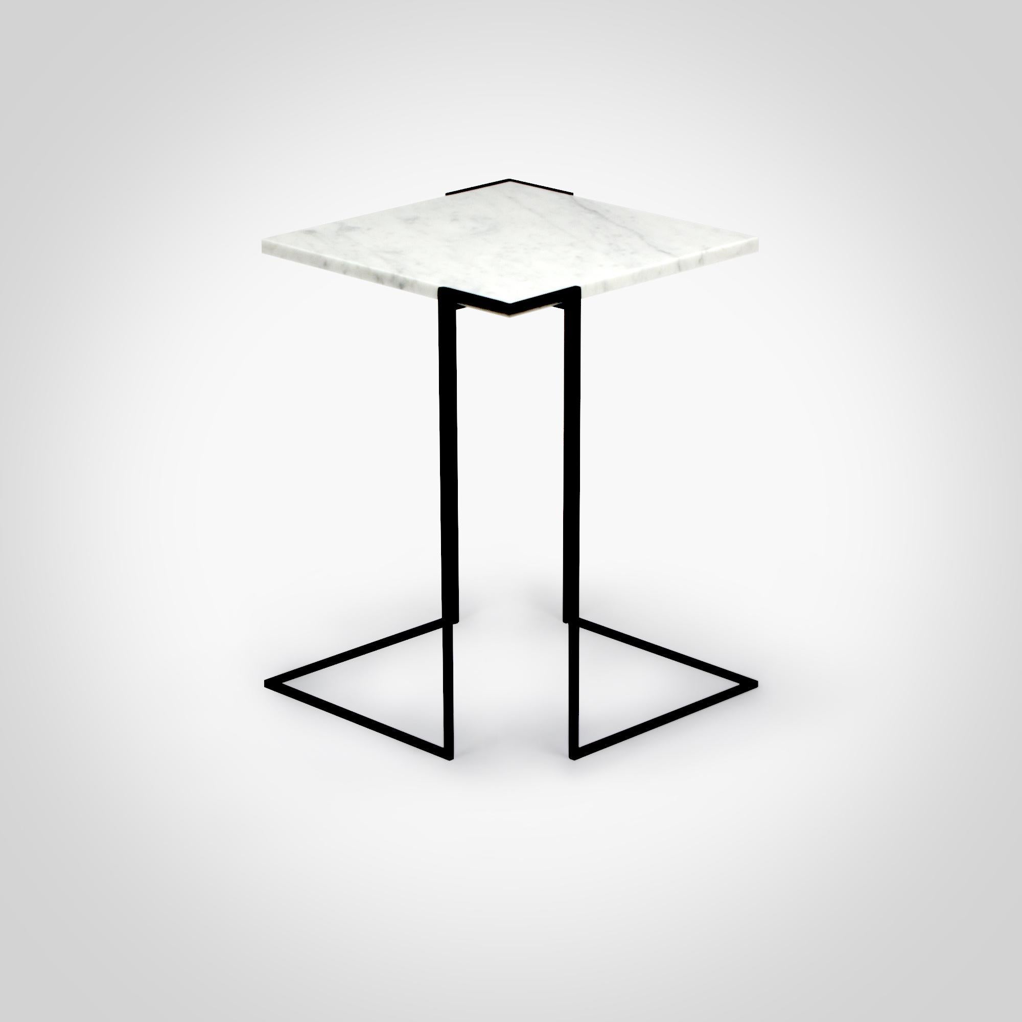 Italian GravitY, Carrara Marble Side Table By DFdesignlab Handmade in Italy For Sale