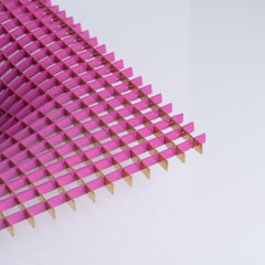 GRAVITY: Contemporary shiny brass and magenta centrepiece