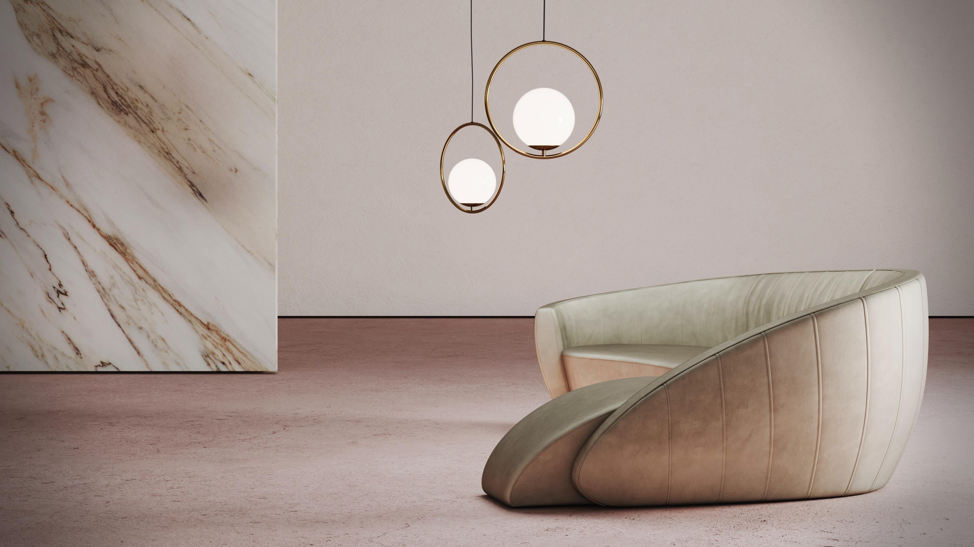 Cuir Moder Mid Century Handmade Gravity Corner sofa en vente